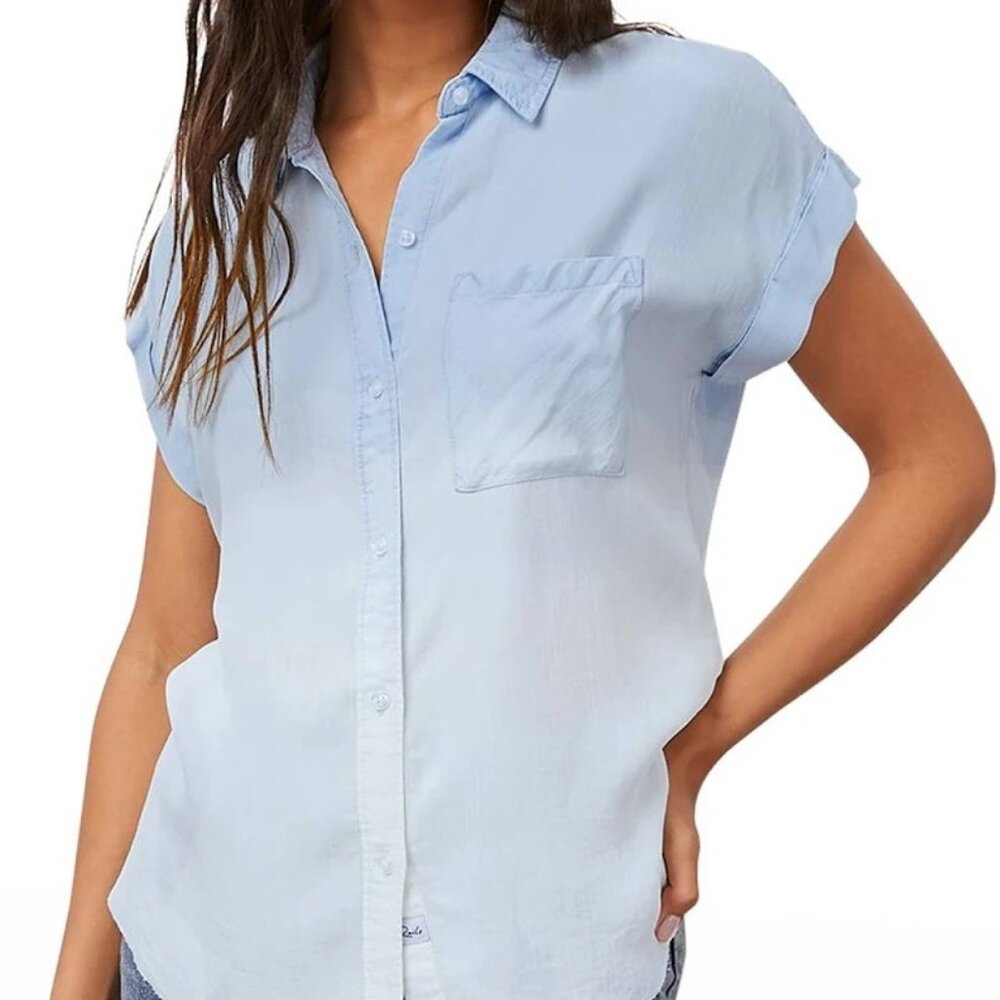 Rails Lex Light Blue Dip Dye Shirt Size Large